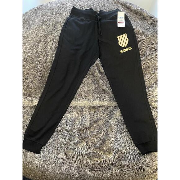 K-Swiss NWT Women’s Size S Black Fleece Lined Drawstring Sweatpants Joggers - Picture 1 of 6